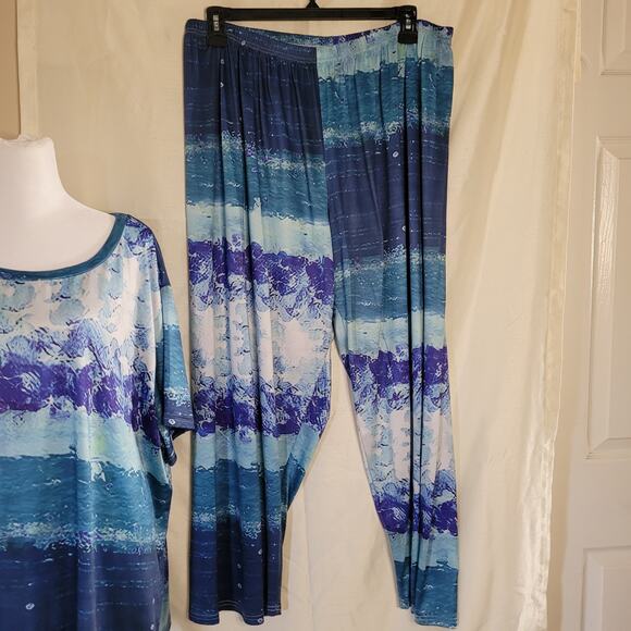 Women's 5XL Blue & White Pajama Set - Comfort & Style - Picture 3 of 16